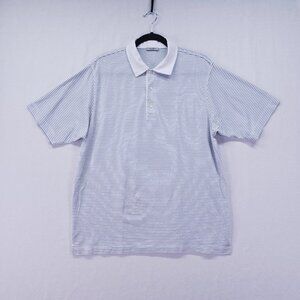 Marbas Golf Polo Shirt Mens Large Blue White Striped Made in Italy Preppy